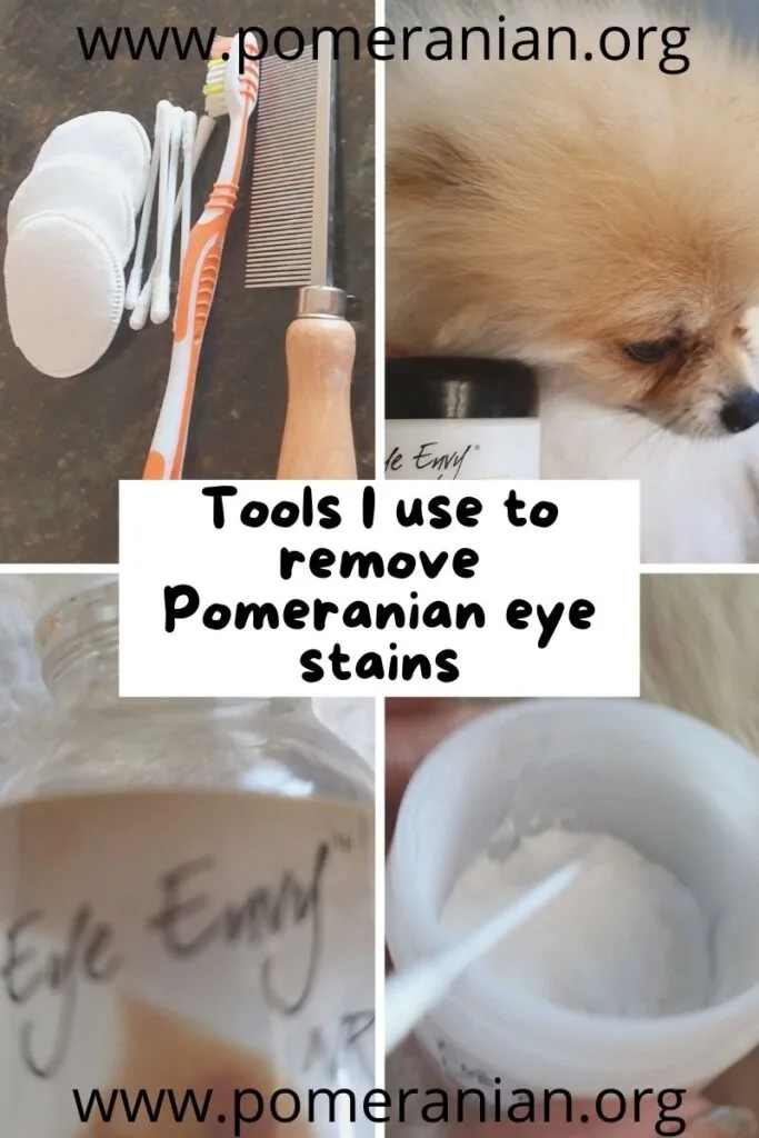 Tools used for cleaning Pomeranian eye stains
