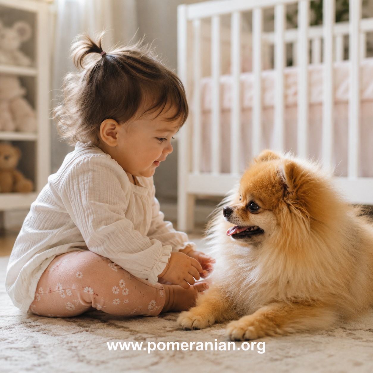 Pomeranian and baby