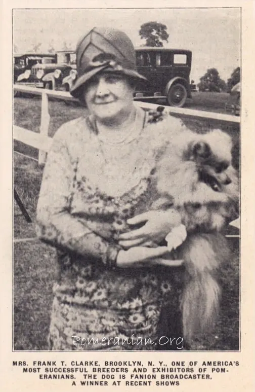 Mrs Frank T. Clarke and Pomeranian Fanion Broadcaster