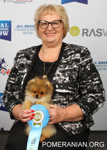 Denise Leo and a Pomeranian puppy