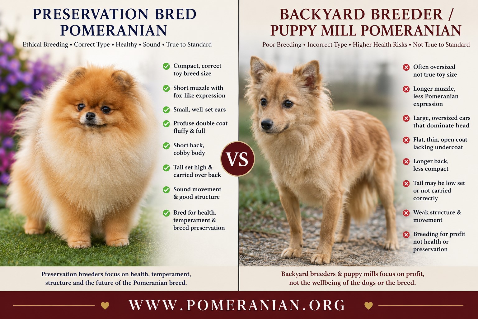 Pomeranians- preservation and puppy mill/backyard bred comparisons